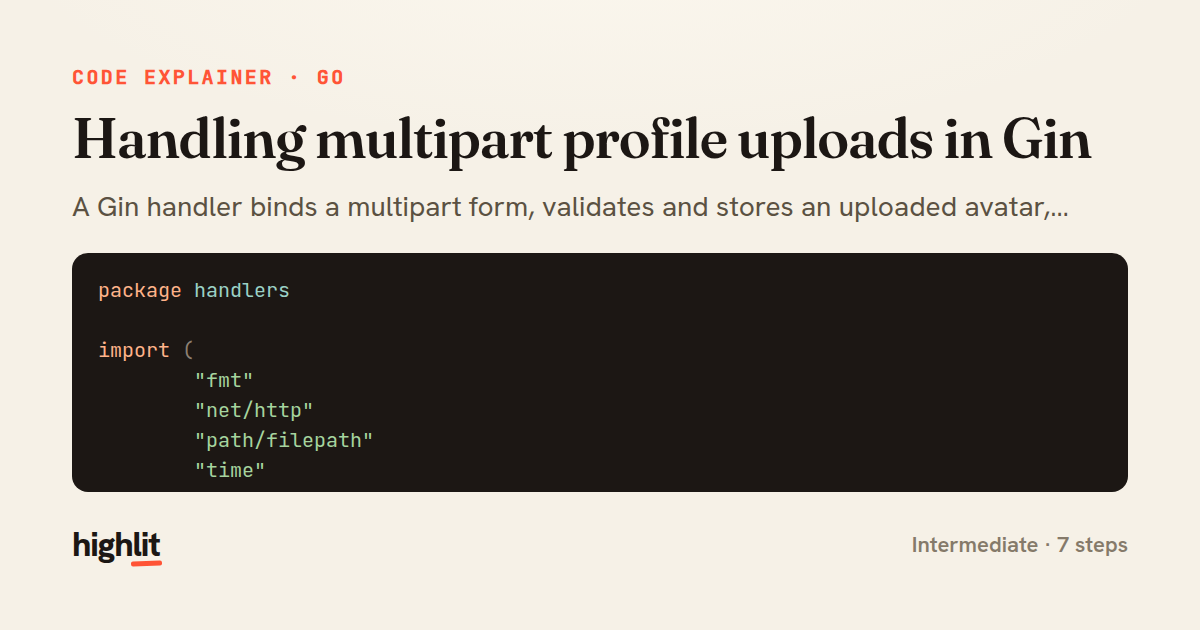 Handling multipart profile uploads in Gin — share card