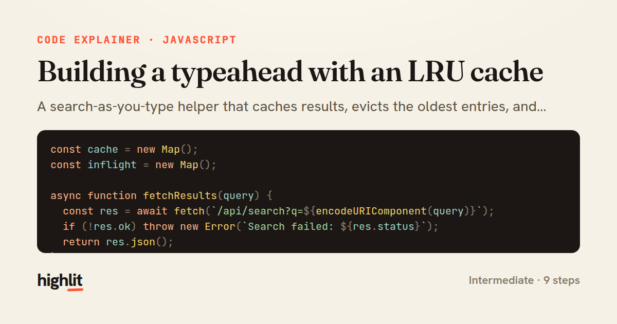 Building a typeahead with an LRU cache — share card