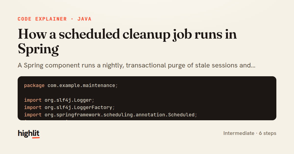 How a scheduled cleanup job runs in Spring — share card