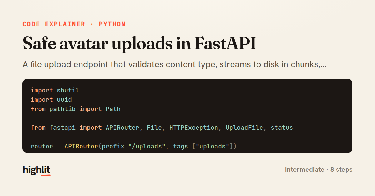 Safe avatar uploads in FastAPI — share card