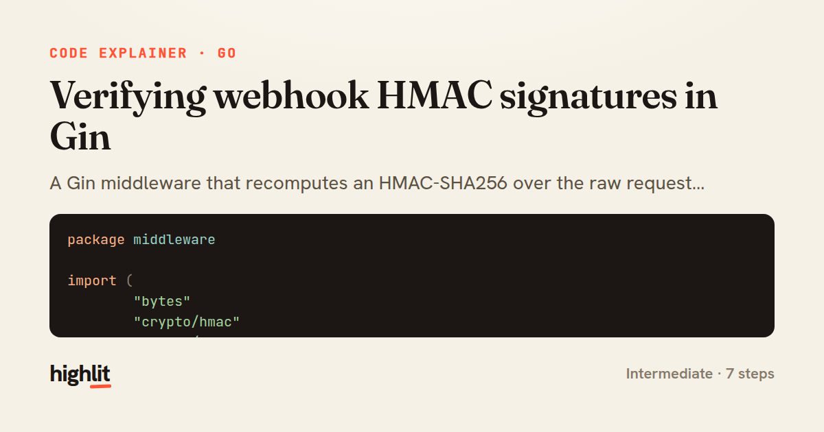 Verifying webhook HMAC signatures in Gin — share card