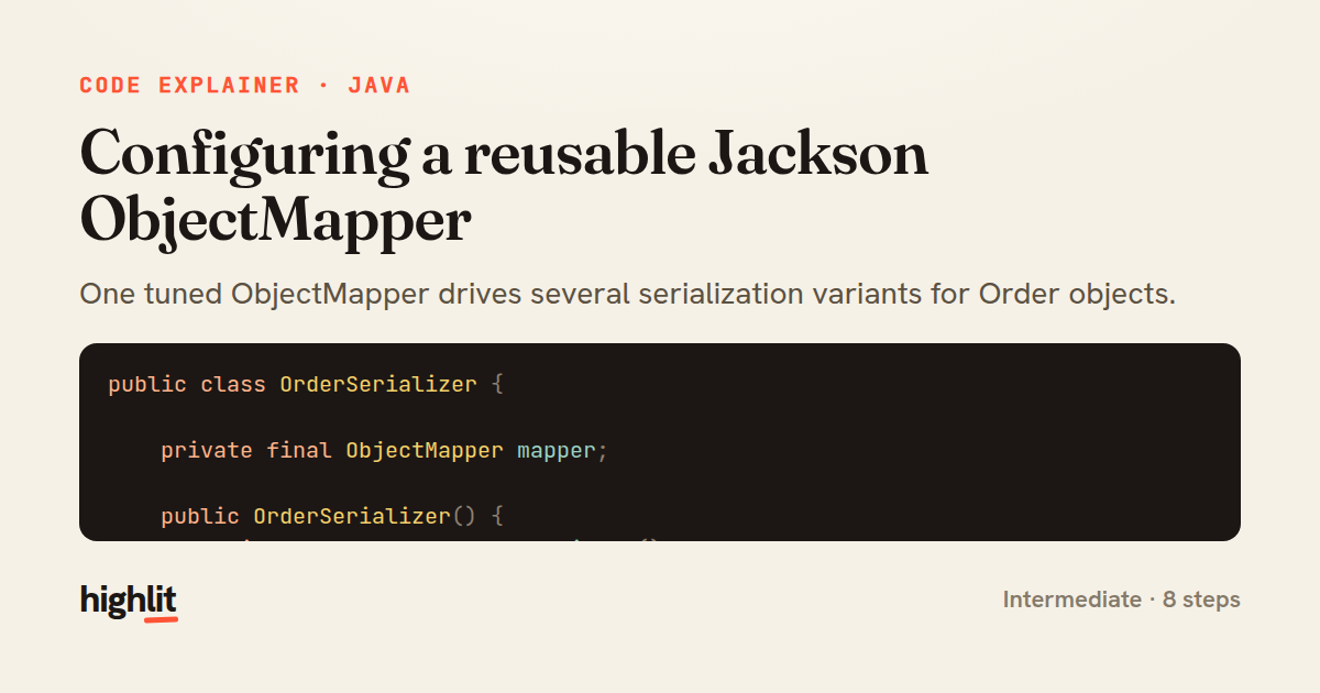 Configuring a reusable Jackson ObjectMapper — share card