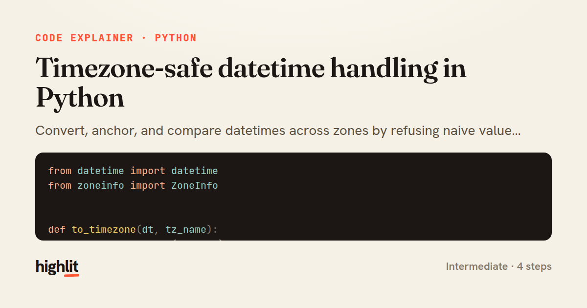 Timezone-safe datetime handling in Python — share card