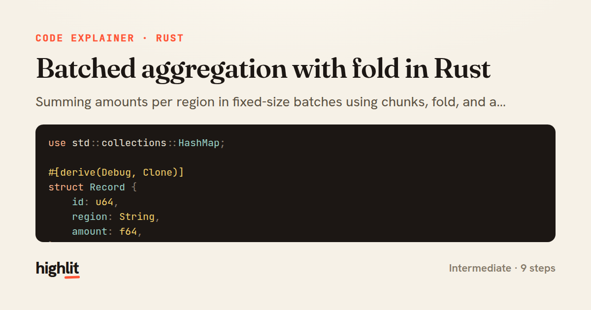 Batched aggregation with fold in Rust — share card