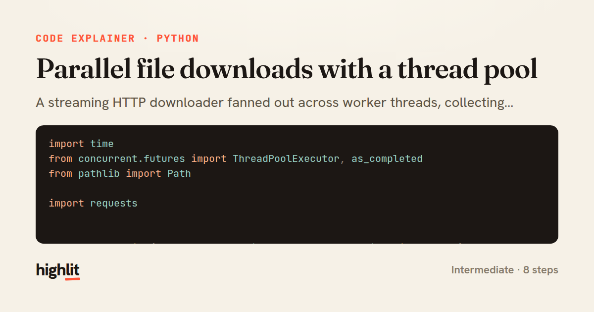 Parallel file downloads with a thread pool — share card