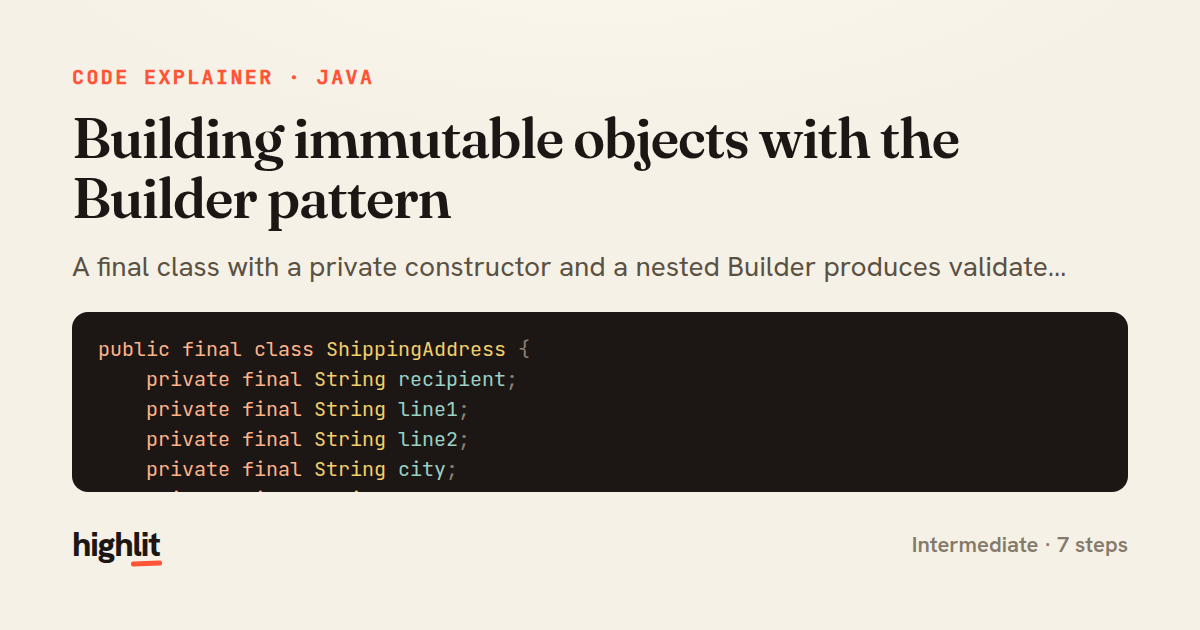 Building immutable objects with the Builder pattern — share card