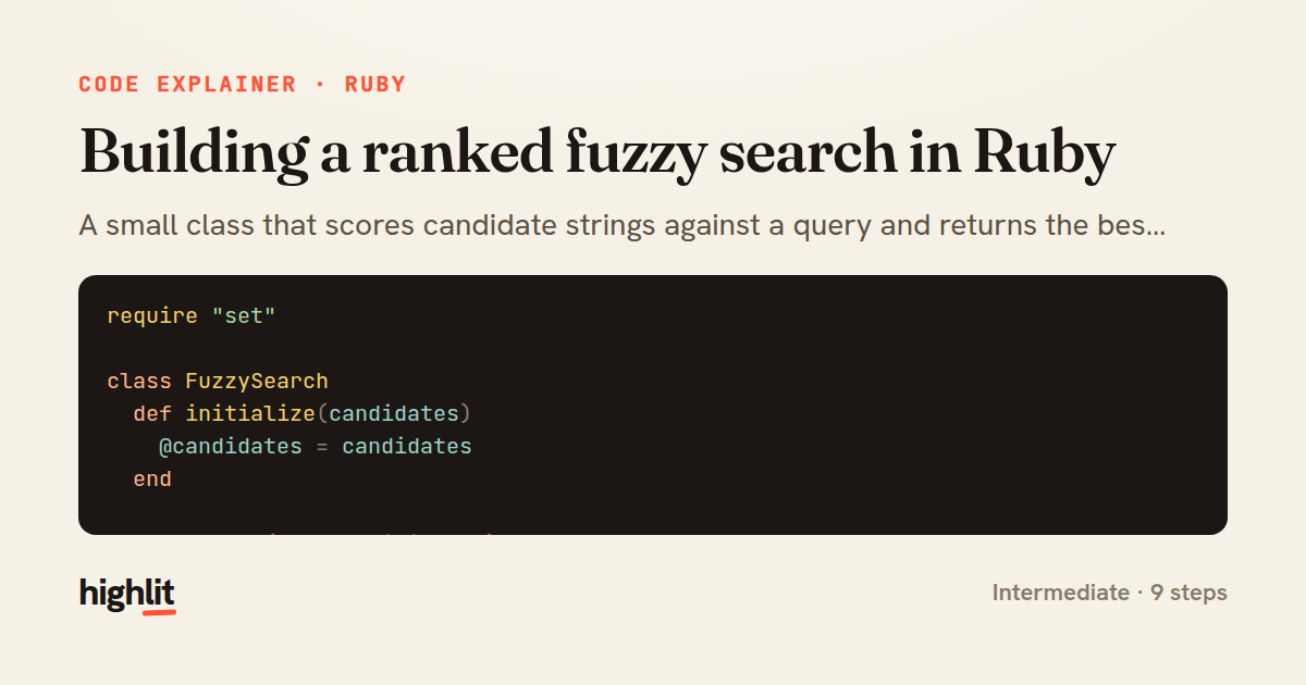 Building a ranked fuzzy search in Ruby — share card