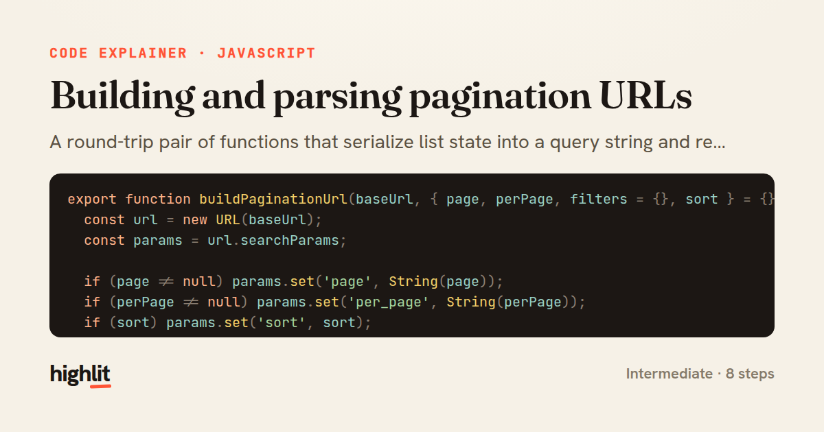 Building and parsing pagination URLs — share card
