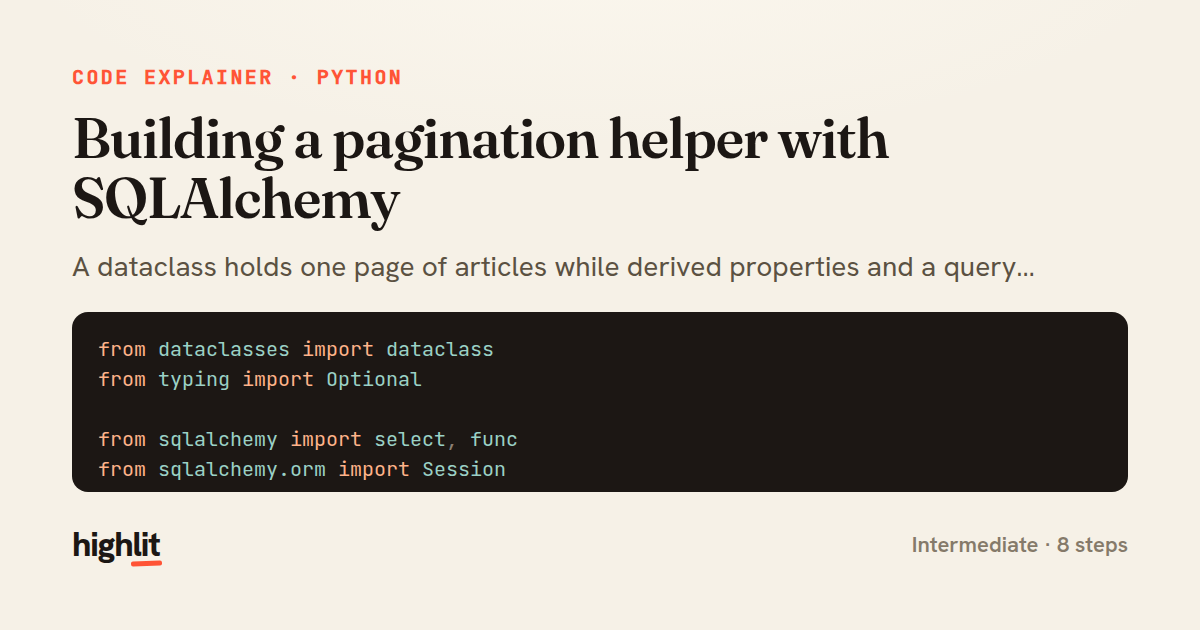 Building a pagination helper with SQLAlchemy — share card
