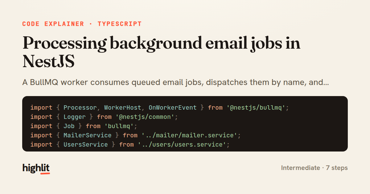 Processing background email jobs in NestJS — share card