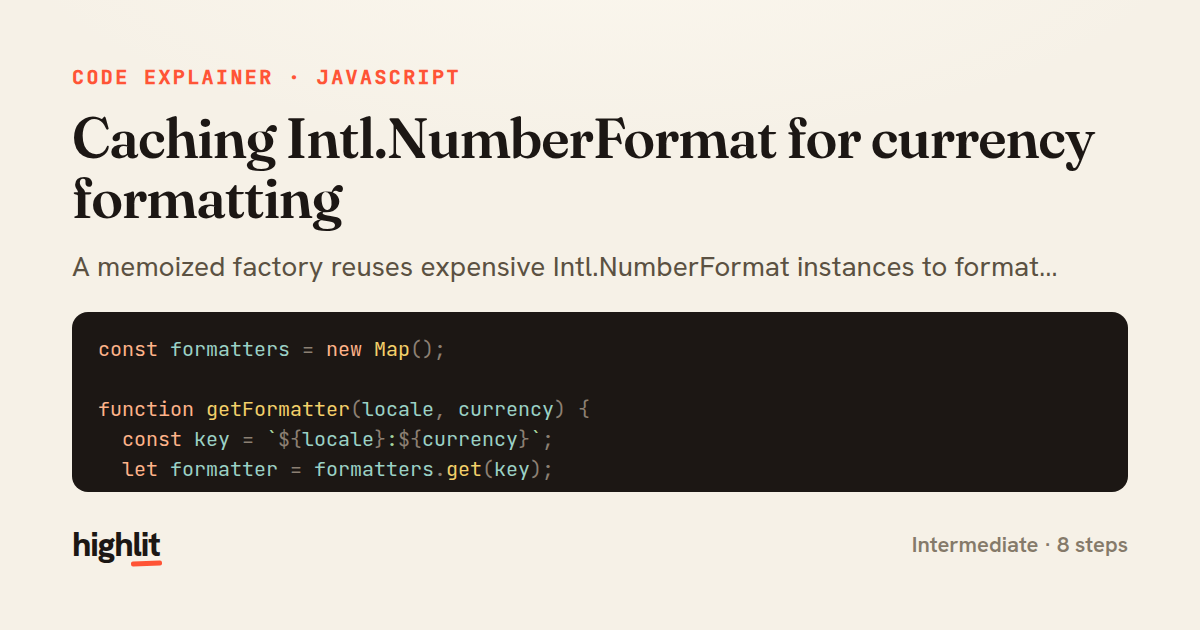 Caching Intl.NumberFormat for currency formatting — share card