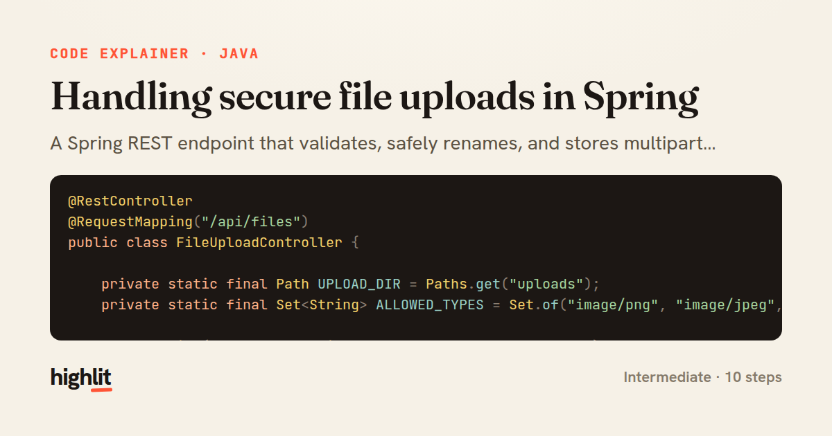 Handling secure file uploads in Spring — share card