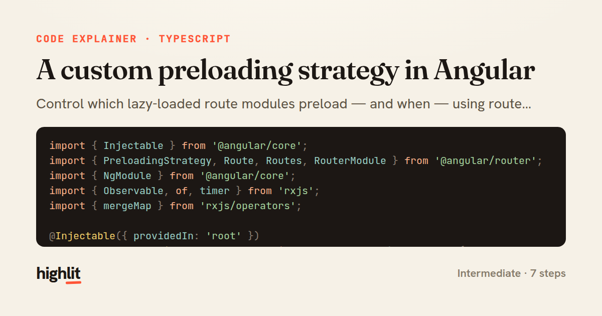 A custom preloading strategy in Angular — share card