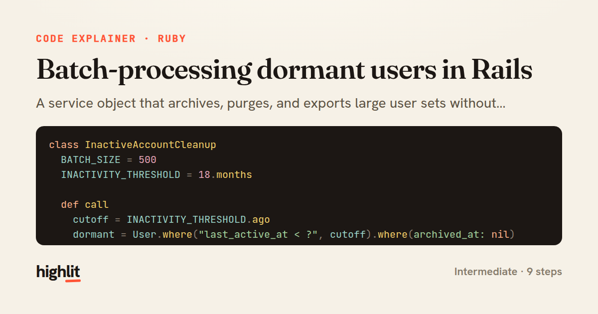 Batch-processing dormant users in Rails — share card