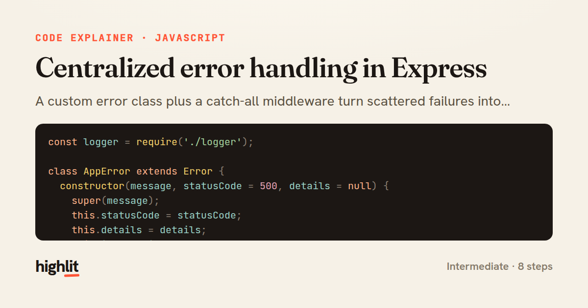 Centralized error handling in Express — share card