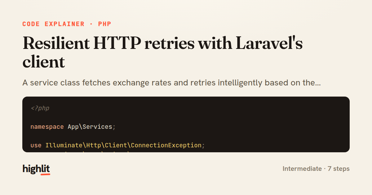 Resilient HTTP retries with Laravel's client — share card