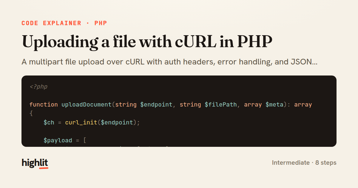 Uploading a file with cURL in PHP — share card