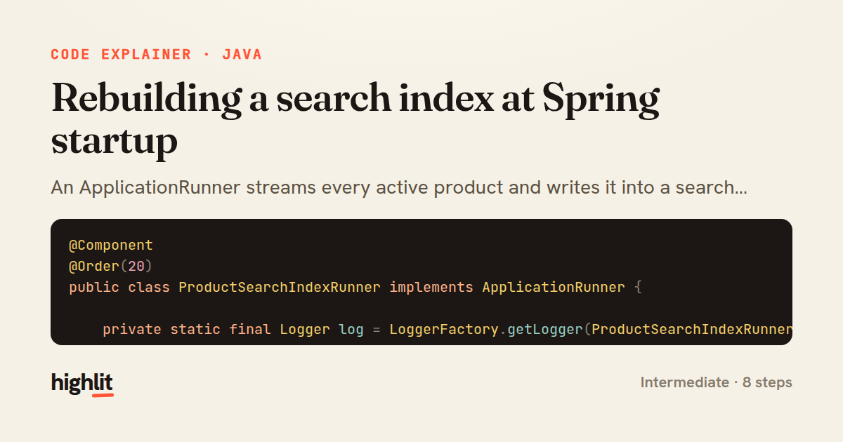 Rebuilding a search index at Spring startup — share card