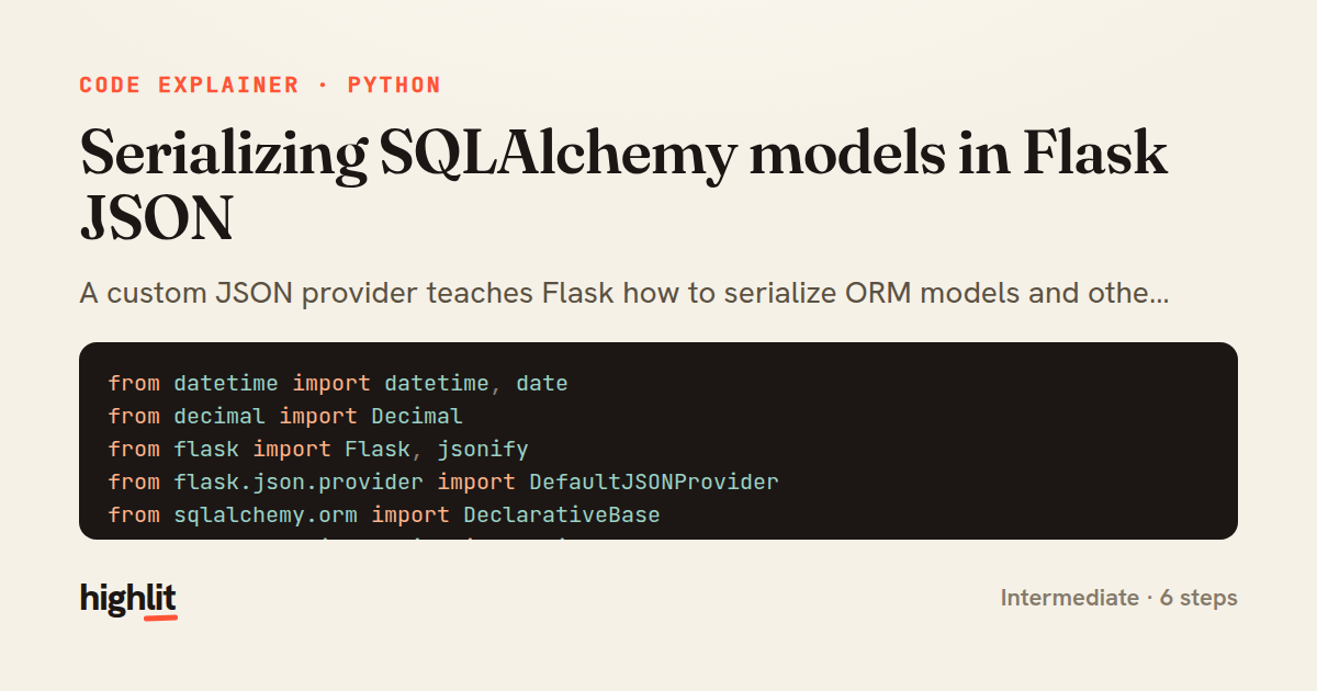 Serializing SQLAlchemy models in Flask JSON — share card
