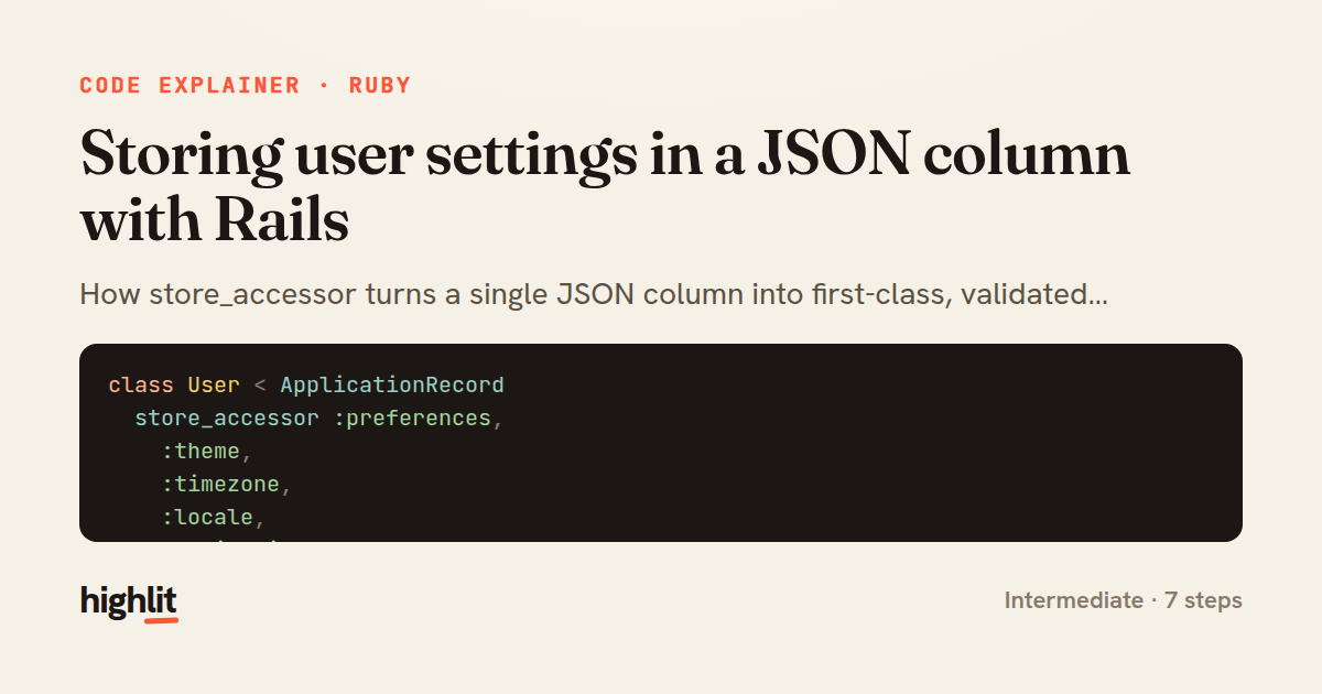 Storing user settings in a JSON column with Rails — share card