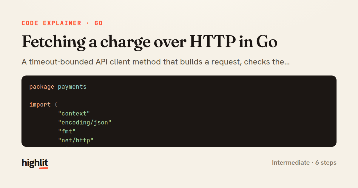 Fetching a charge over HTTP in Go — share card