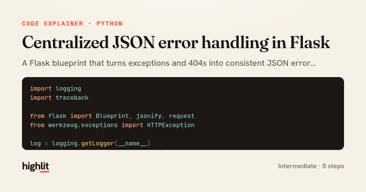 Centralized JSON error handling in Flask — share card