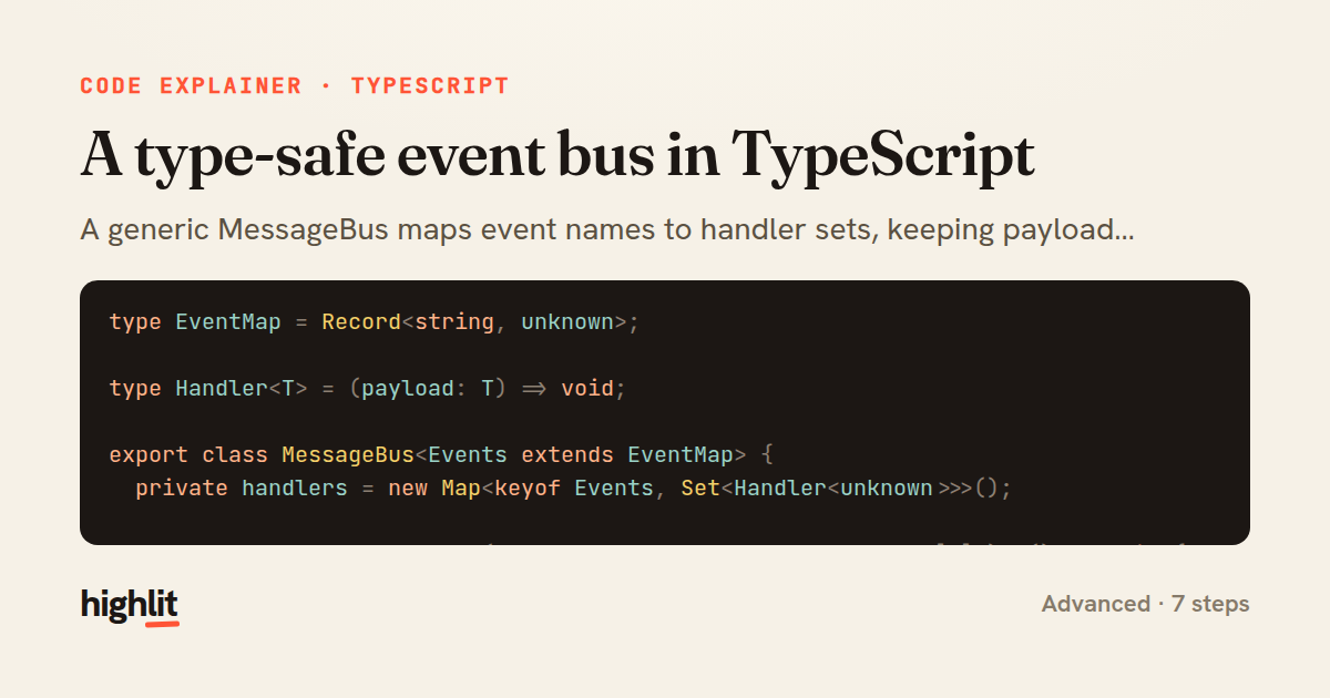 A type-safe event bus in TypeScript — share card
