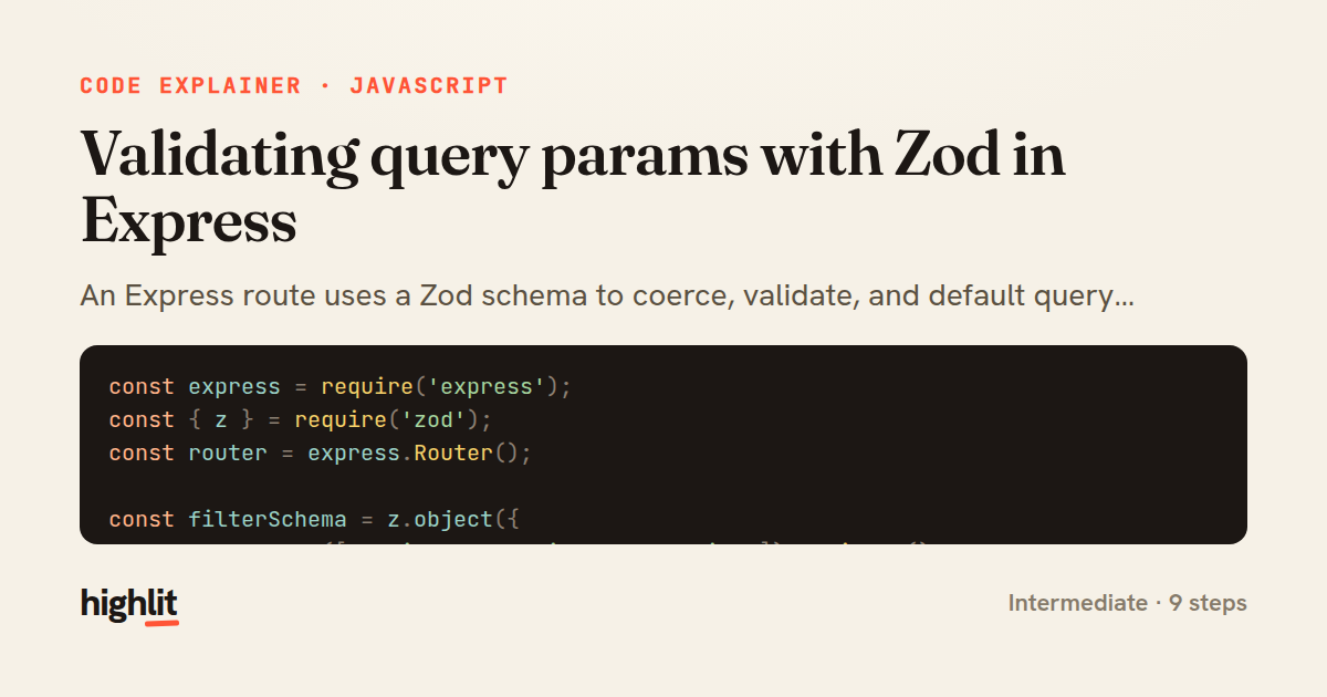 Validating query params with Zod in Express — share card