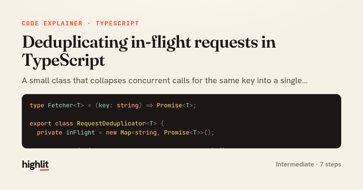 Deduplicating in-flight requests in TypeScript — share card