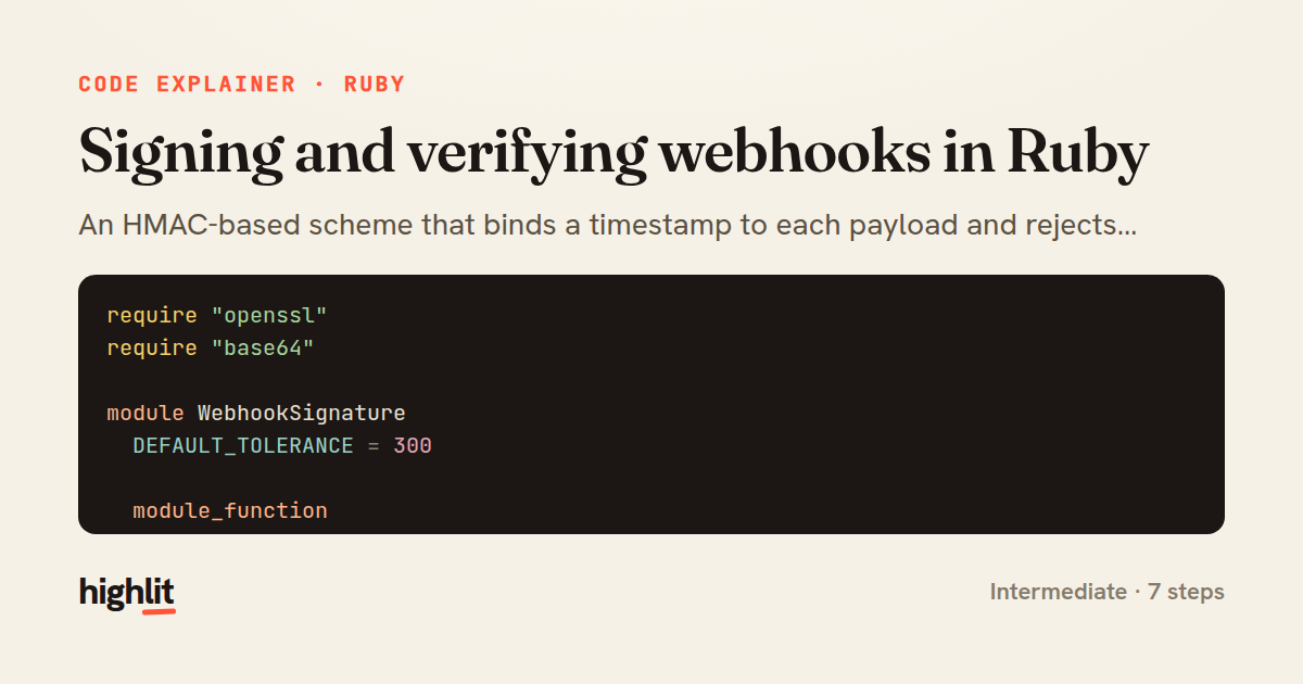 Signing and verifying webhooks in Ruby — share card