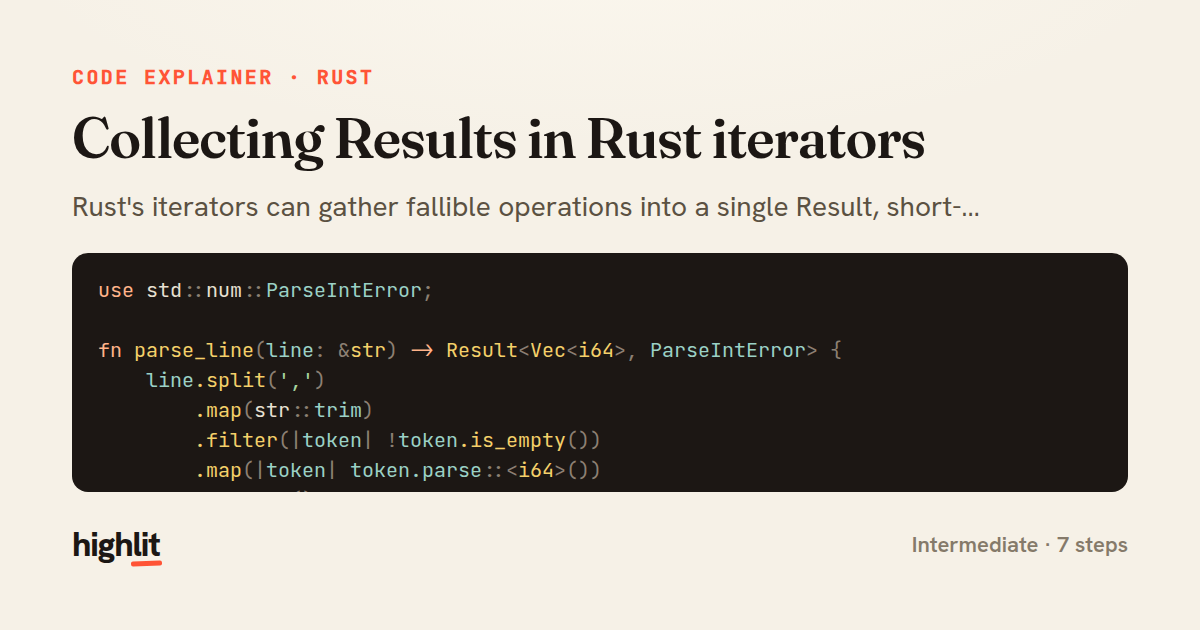 Collecting Results in Rust iterators — share card