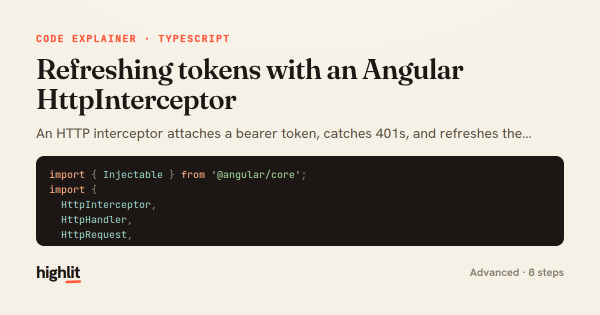 Refreshing tokens with an Angular HttpInterceptor — share card