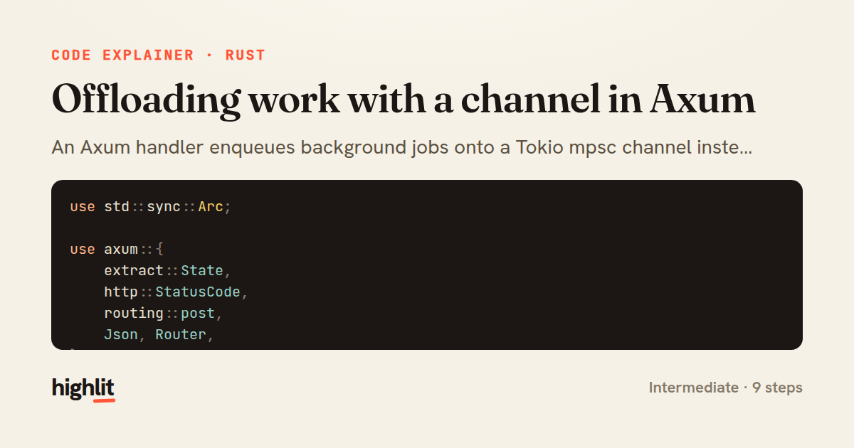 Offloading work with a channel in Axum — share card