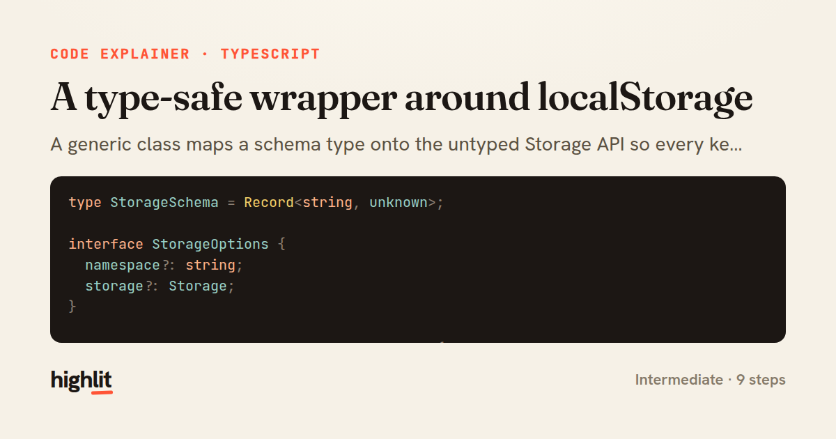 A type-safe wrapper around localStorage — share card