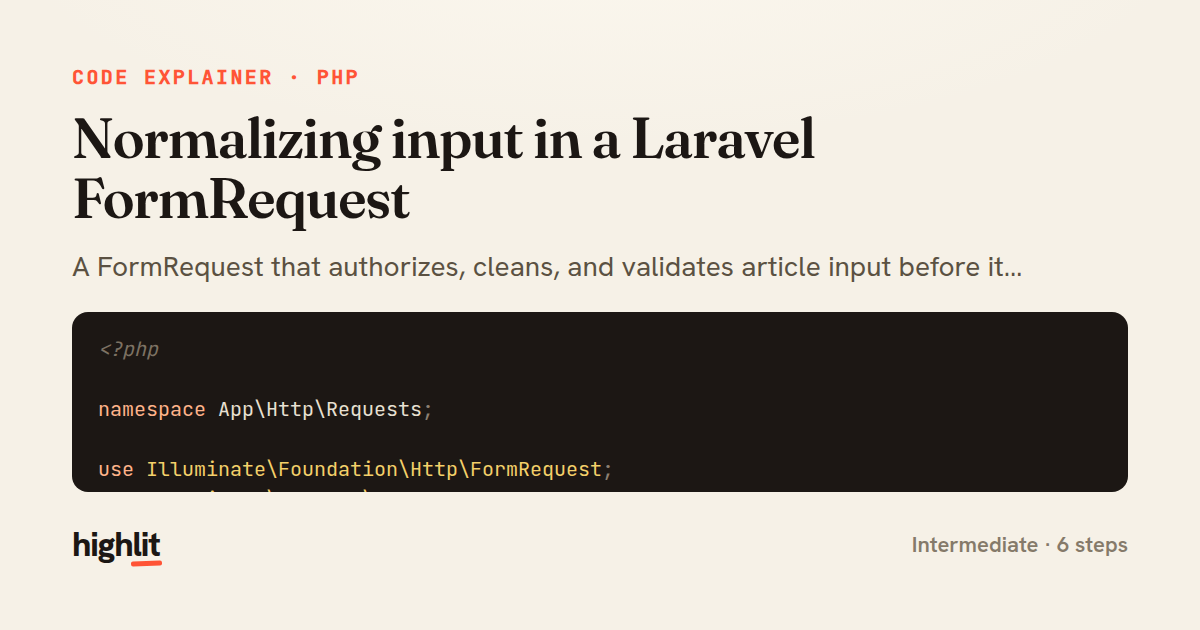 Normalizing input in a Laravel FormRequest — share card