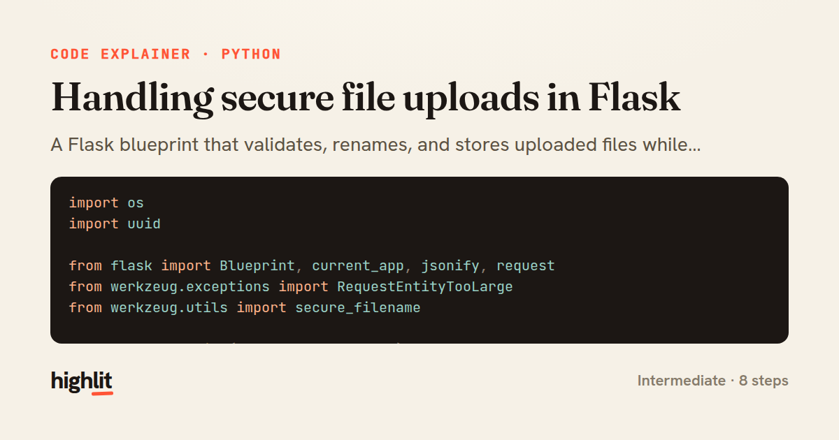 Handling secure file uploads in Flask — share card