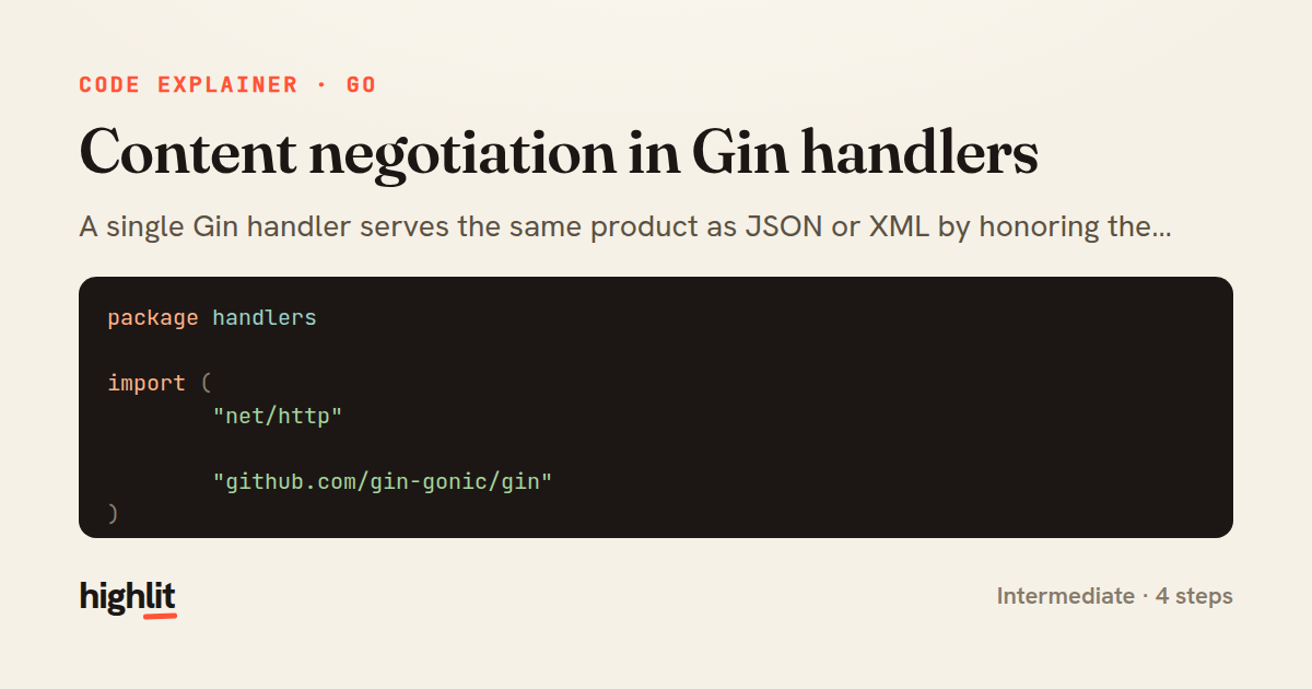 Content negotiation in Gin handlers — share card