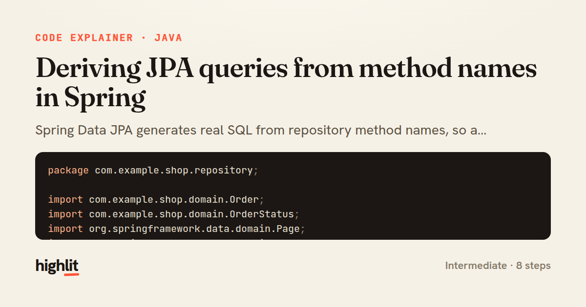 Deriving JPA queries from method names in Spring — share card
