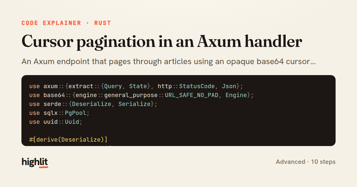 Cursor pagination in an Axum handler — share card