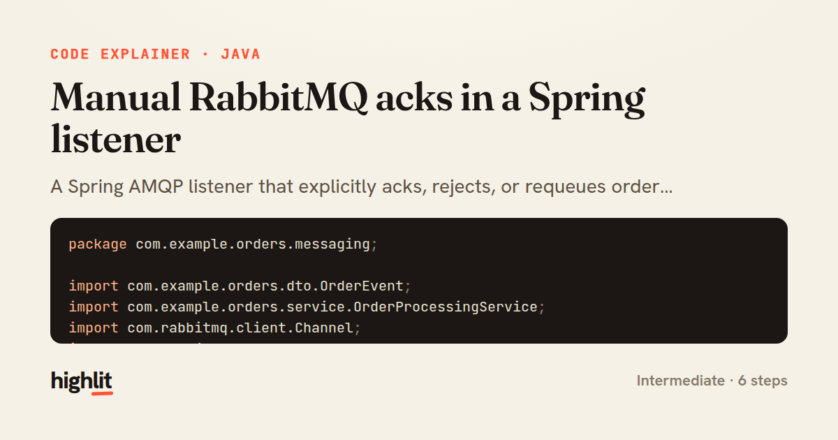 Manual RabbitMQ acks in a Spring listener — share card