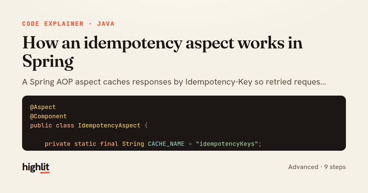 How an idempotency aspect works in Spring — share card