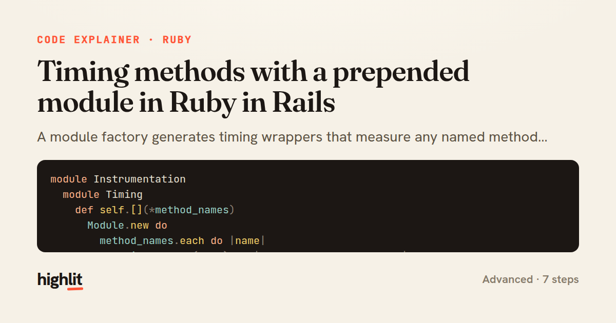 Timing methods with a prepended module in Ruby in Rails — share card