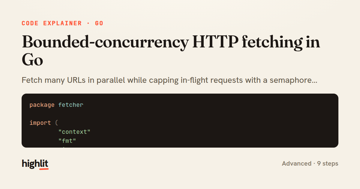 Bounded-concurrency HTTP fetching in Go — share card