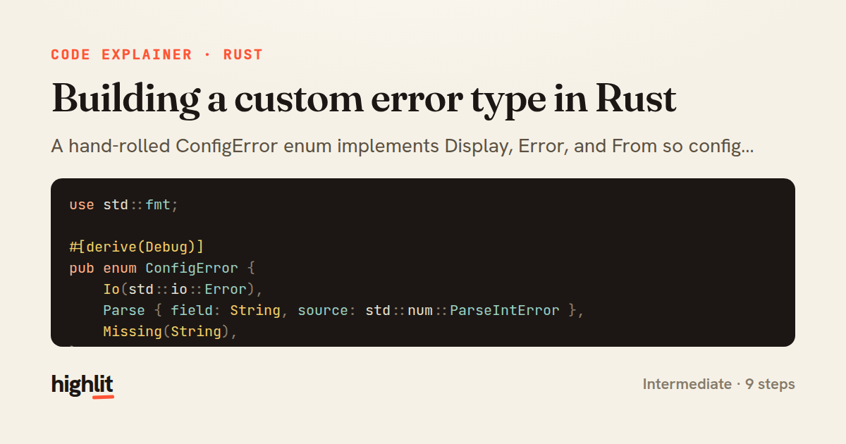 Building a custom error type in Rust — share card