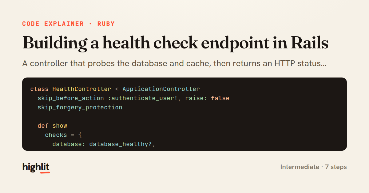 Building a health check endpoint in Rails — share card