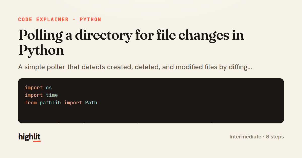 Polling a directory for file changes in Python — share card