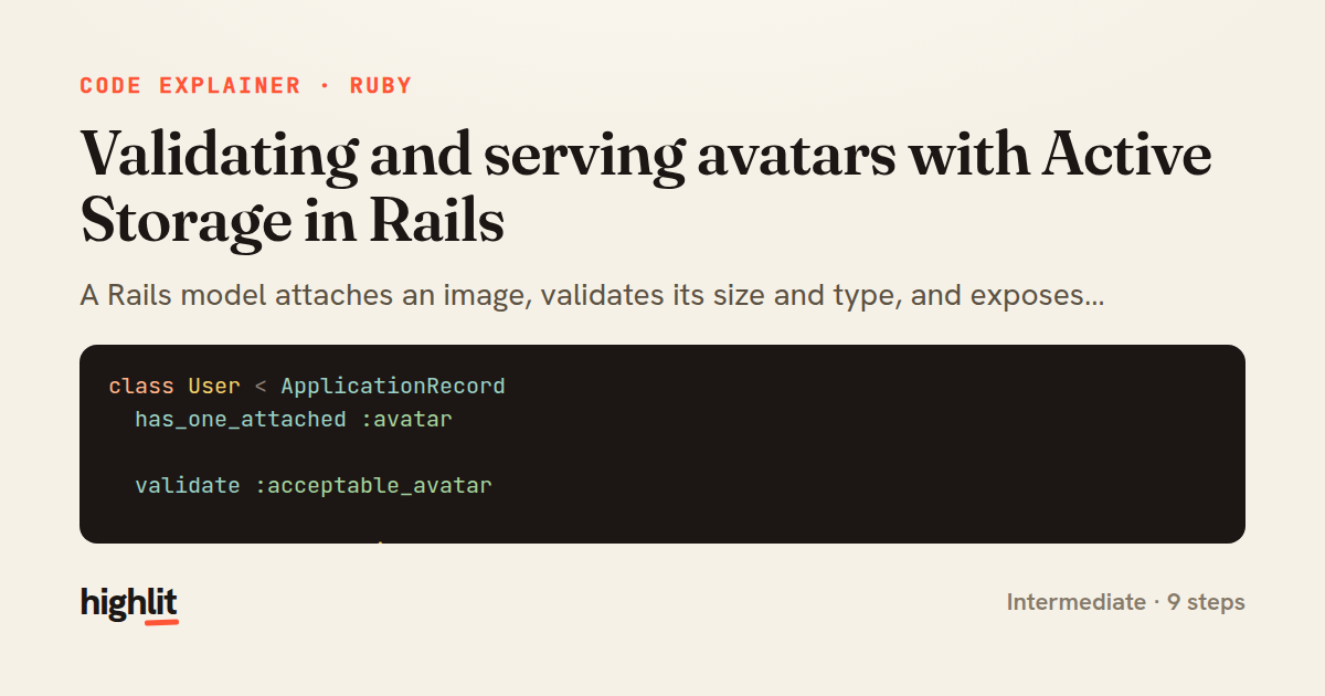 Validating and serving avatars with Active Storage in Rails — share card