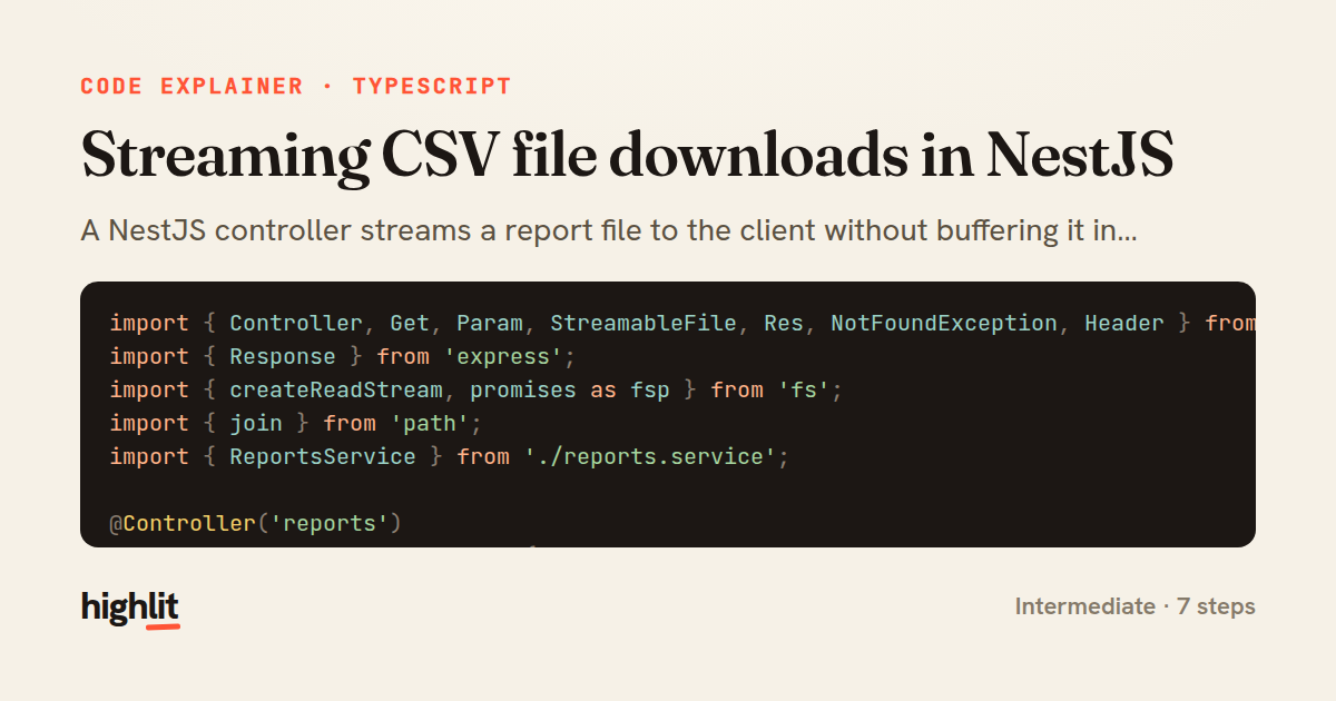 Streaming CSV file downloads in NestJS — share card
