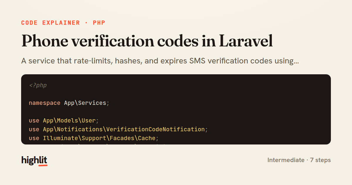 Phone verification codes in Laravel — share card