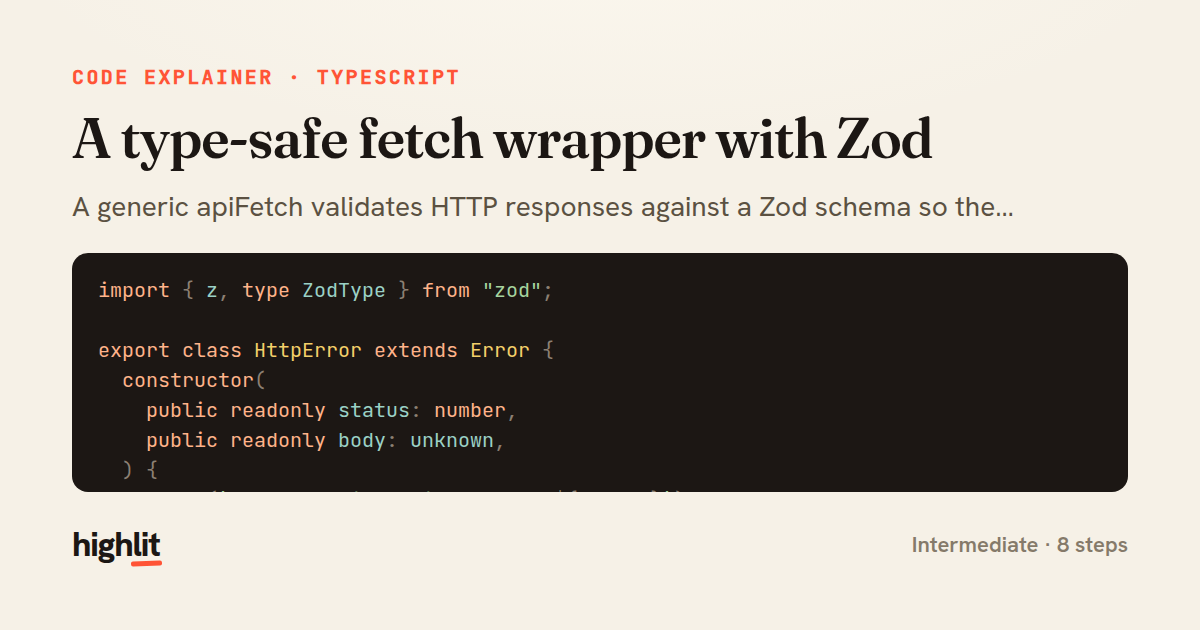 A type-safe fetch wrapper with Zod — share card